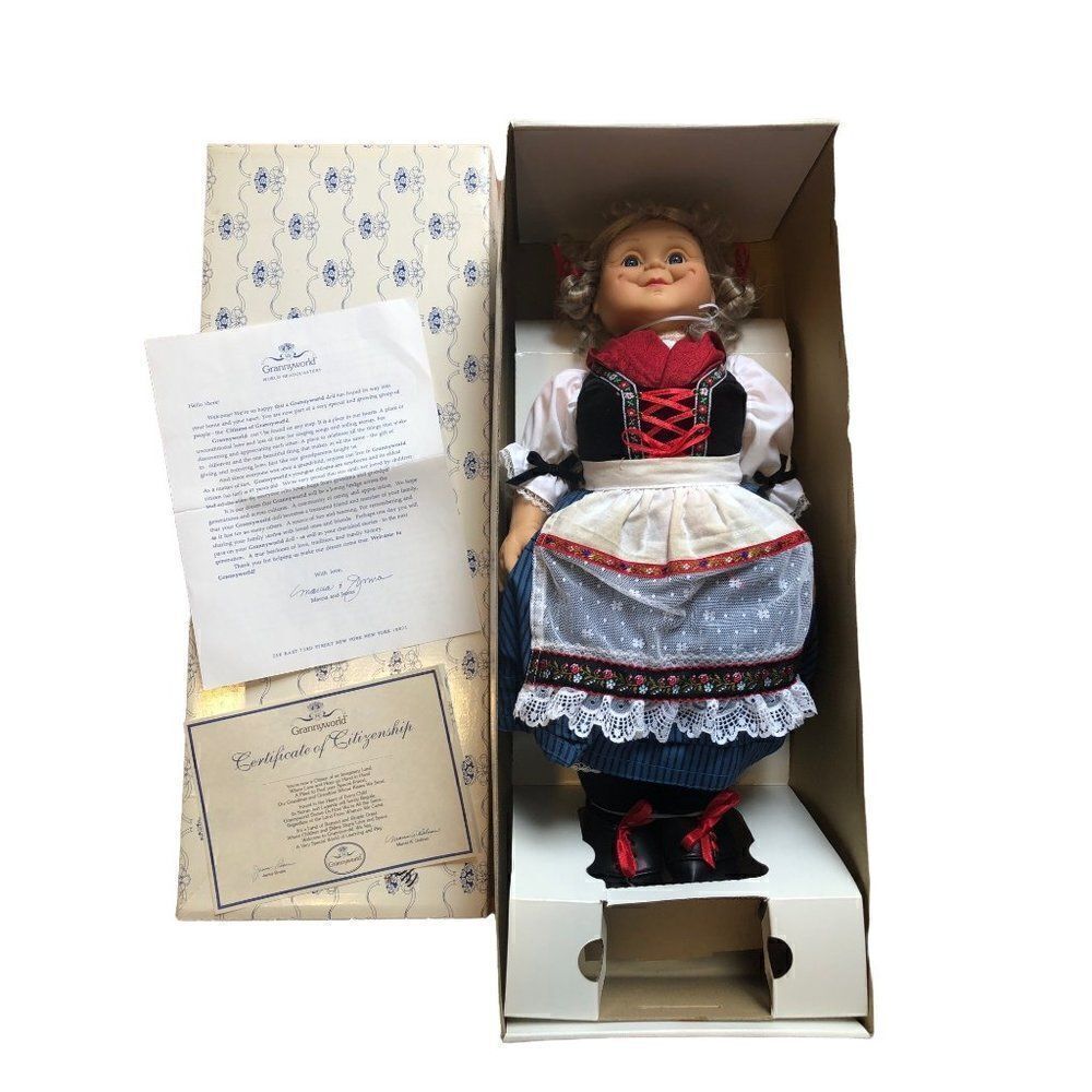 Rare Vintage 1993 Granny World 22" Grandma Doll Certificate and Tape